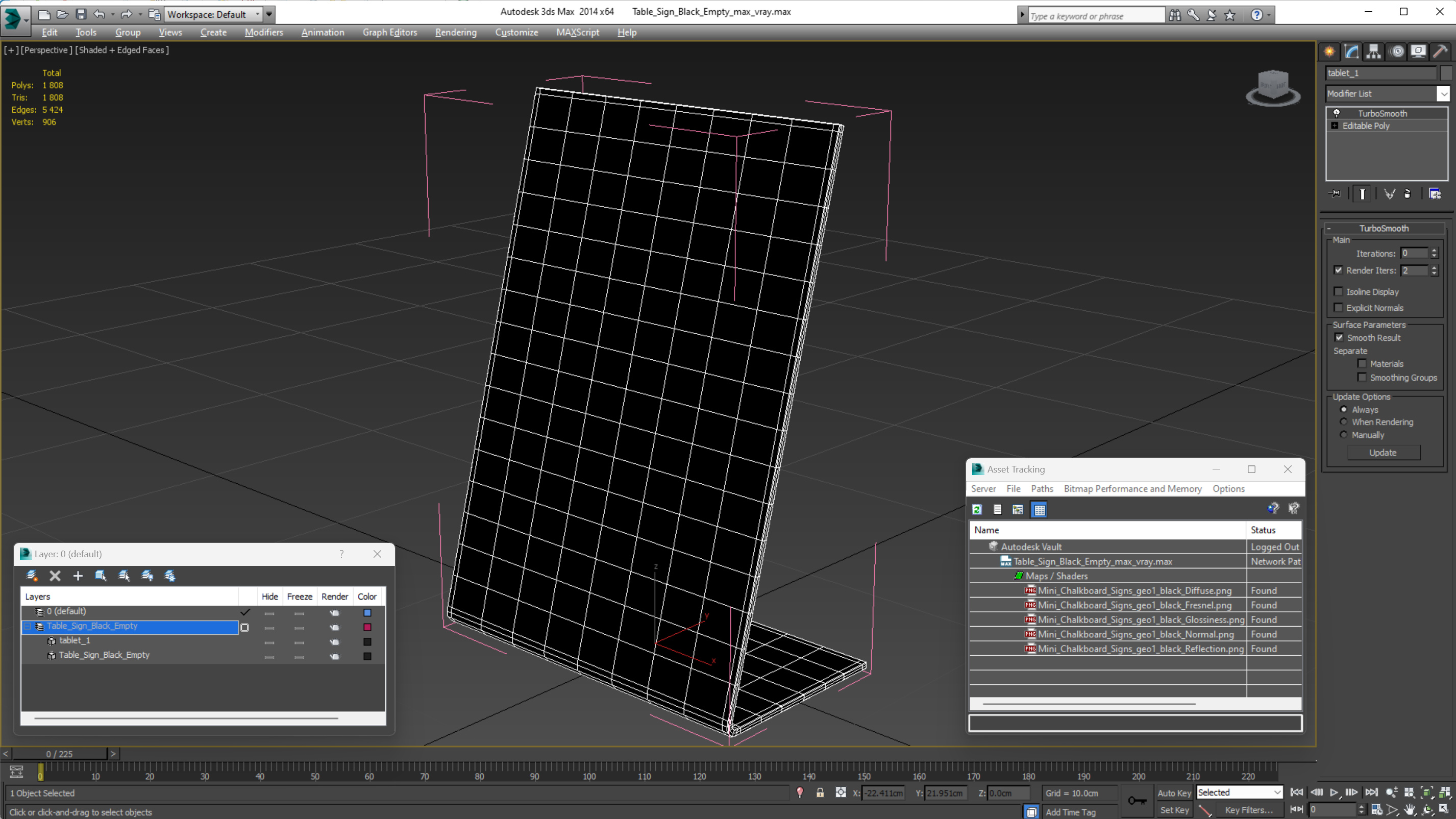 Table Sign Black Empty 3D