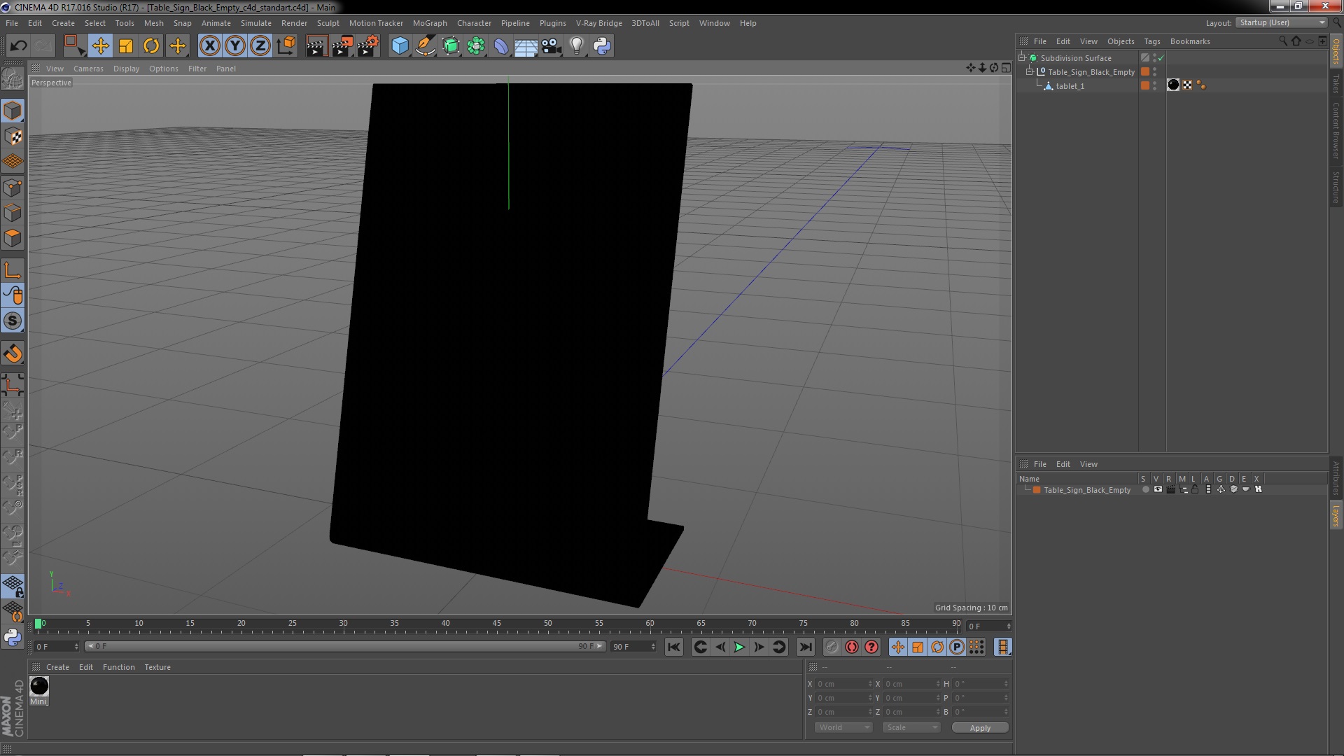 Table Sign Black Empty 3D