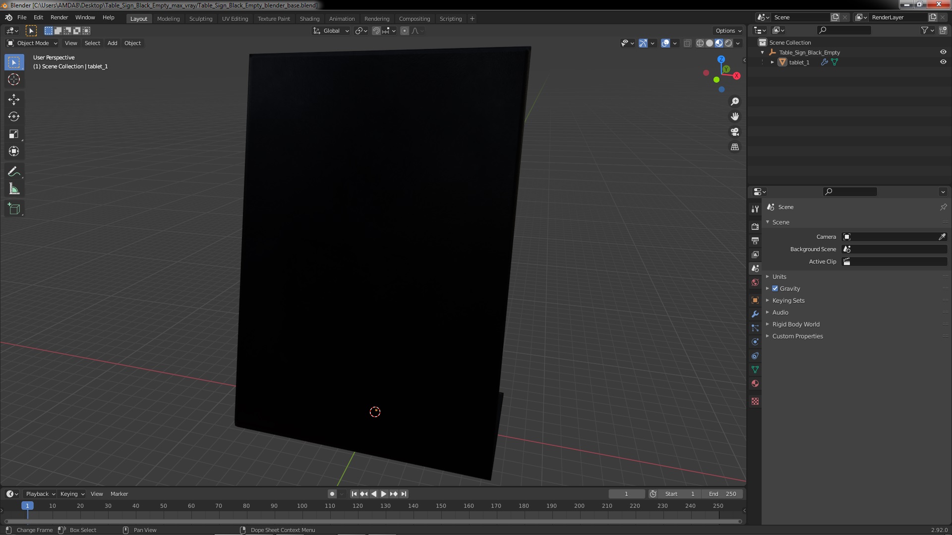 Table Sign Black Empty 3D