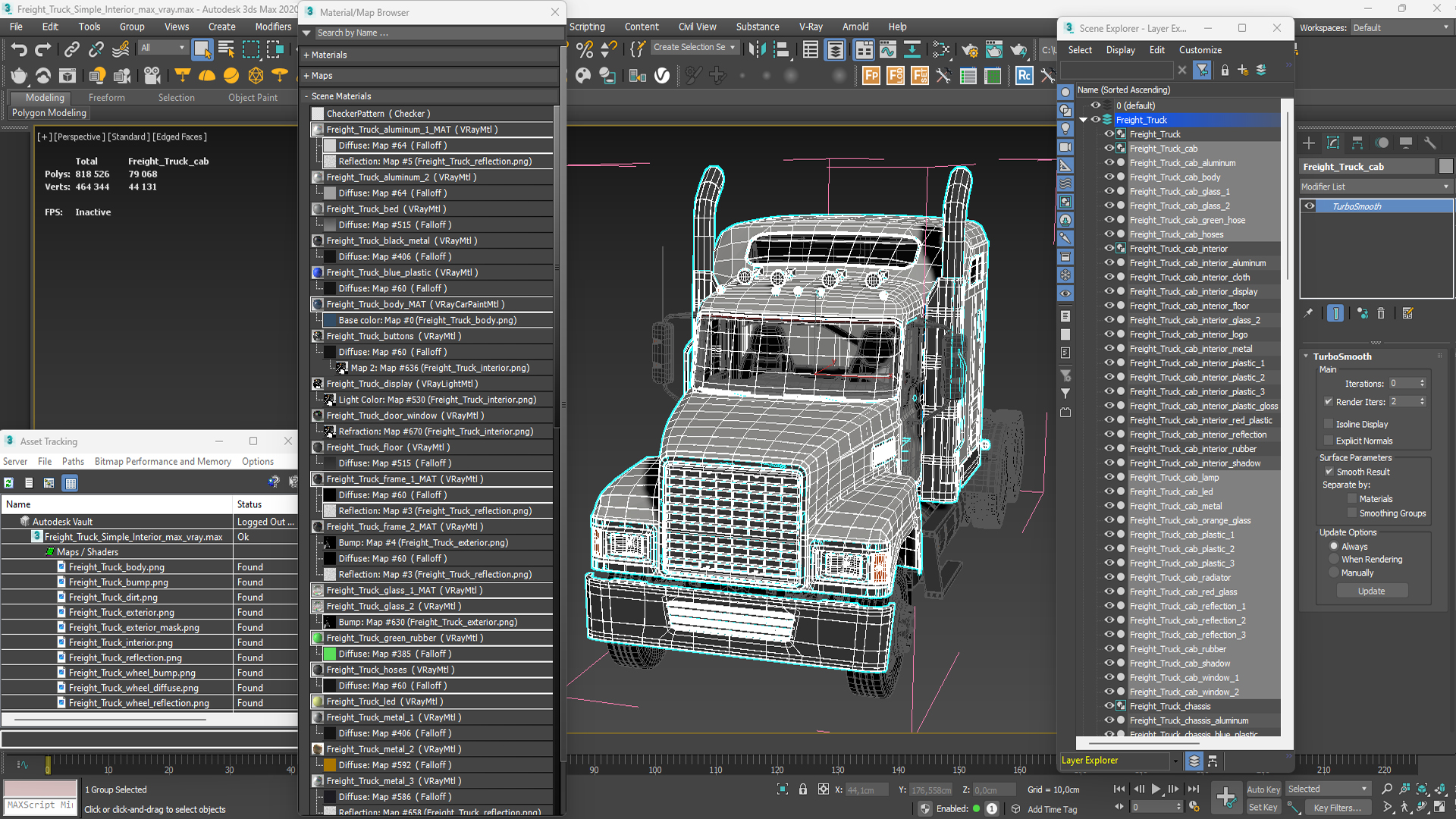 Freight Truck Simple Interior 3D model
