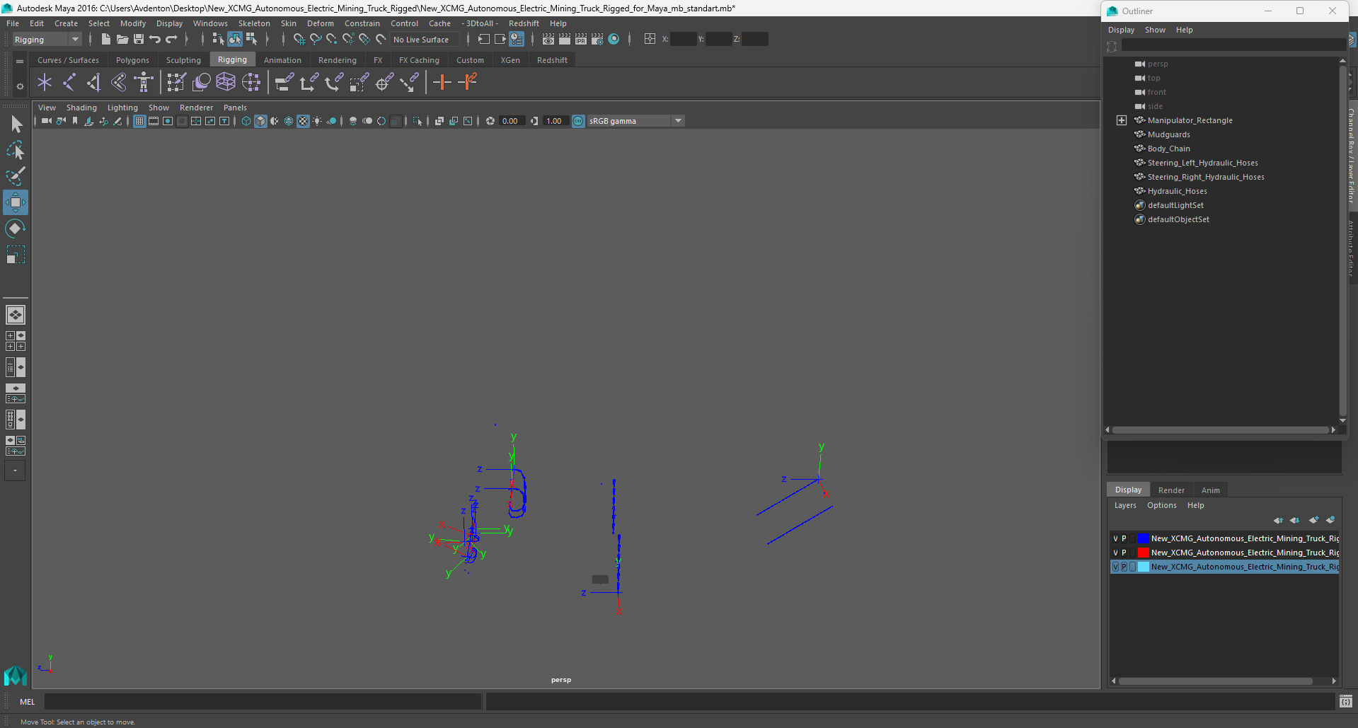 New XCMG Autonomous Electric Mining Truck Rigged for Maya 3D