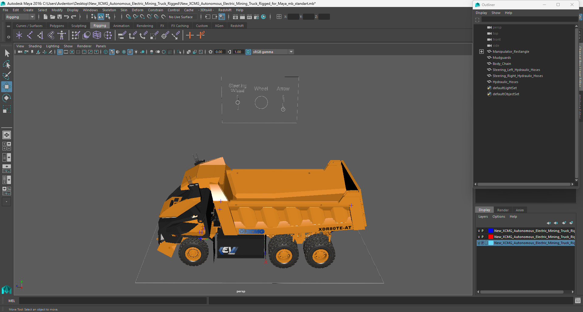 New XCMG Autonomous Electric Mining Truck Rigged for Maya 3D