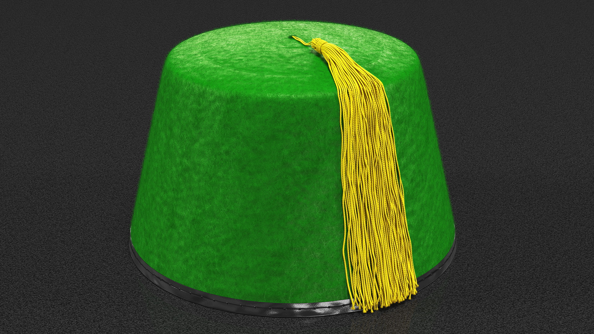 3D model Traditional Arabic Green Fez Hat With Yellow Tassel Fur