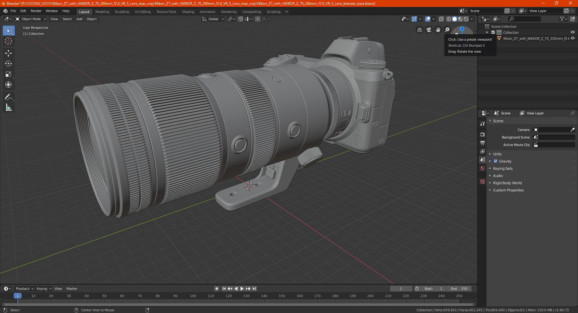 3D Nikon Z7 with NIKKOR Z 70 200mm f2.8 VR S Lens