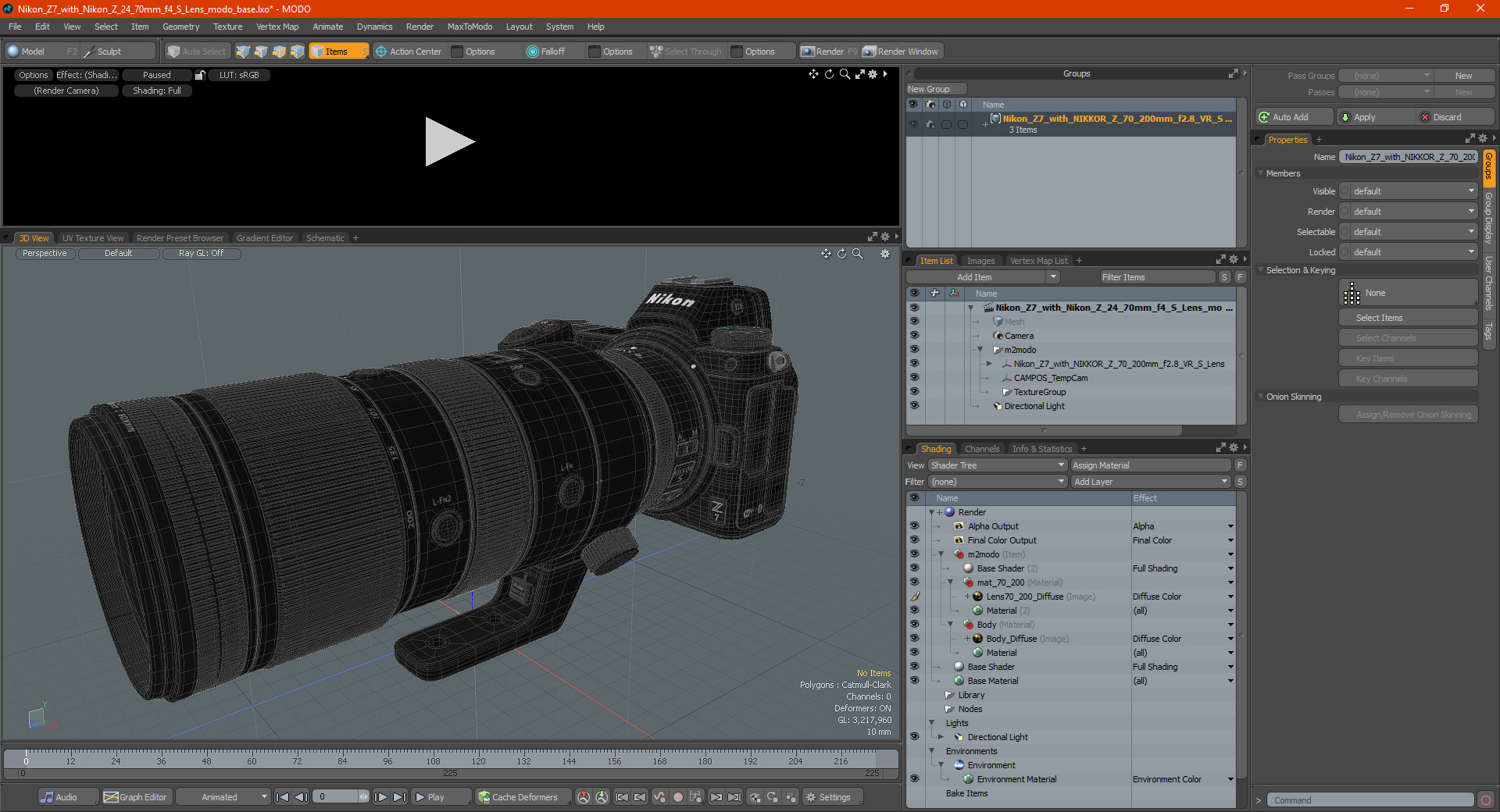 3D Nikon Z7 with NIKKOR Z 70 200mm f2.8 VR S Lens