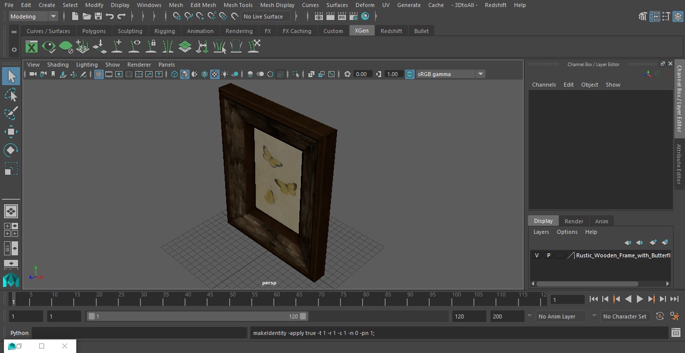 3D Rustic Wooden Frame with Butterflies