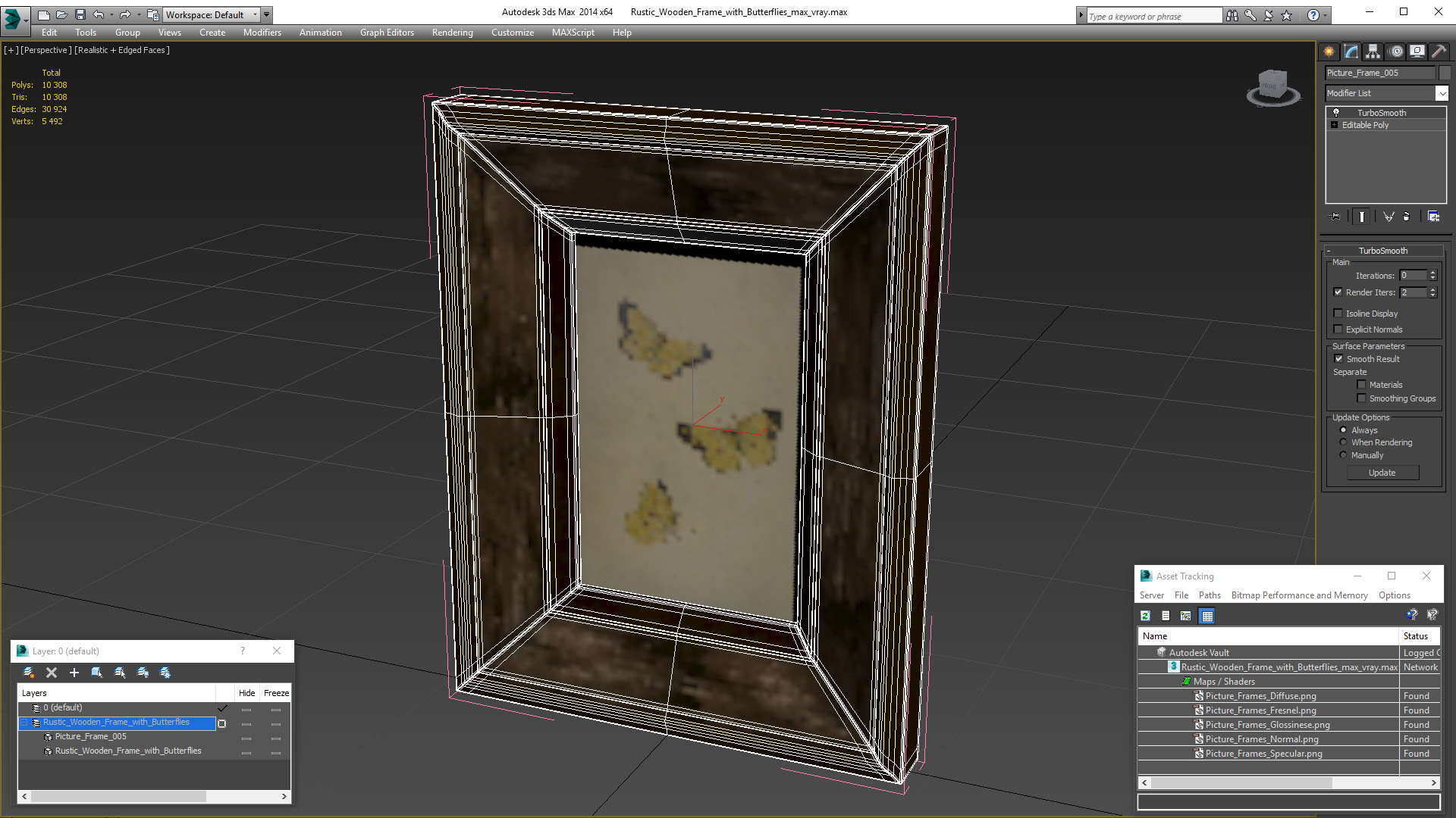 3D Rustic Wooden Frame with Butterflies