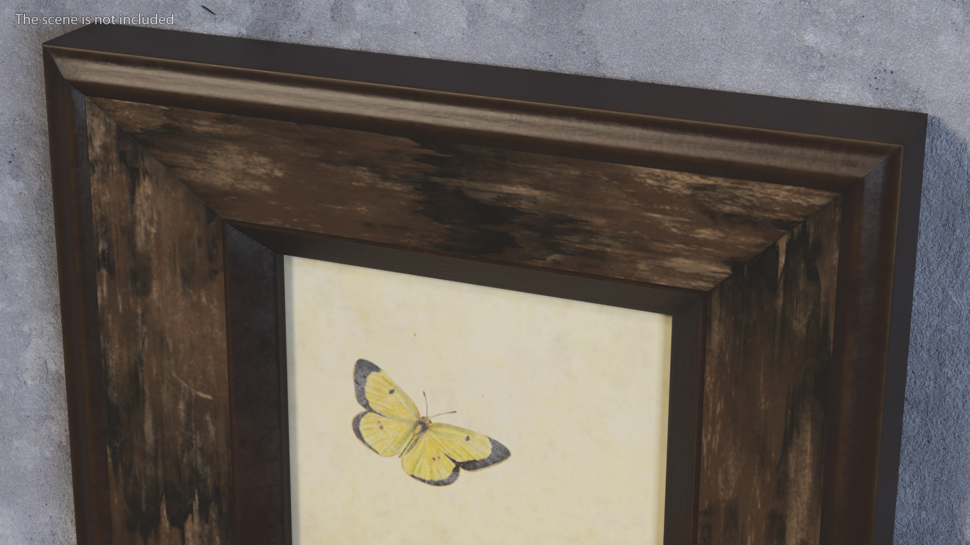 3D Rustic Wooden Frame with Butterflies