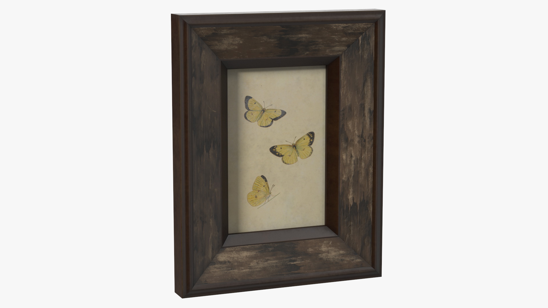 3D Rustic Wooden Frame with Butterflies