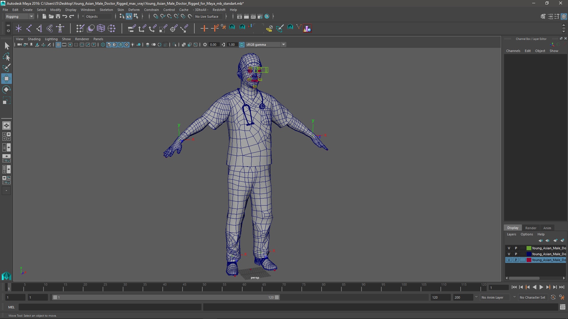 Young Asian Male Doctor Rigged for Maya 3D model