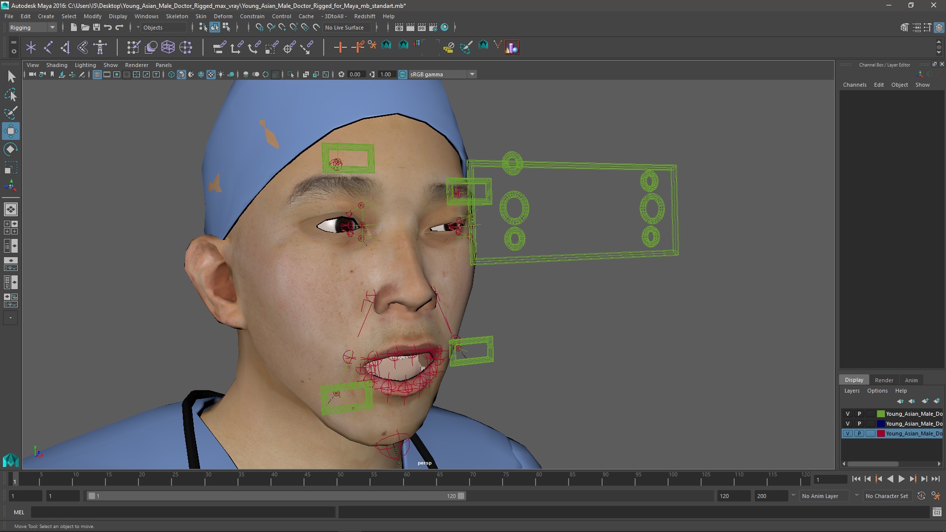 Young Asian Male Doctor Rigged for Maya 3D model