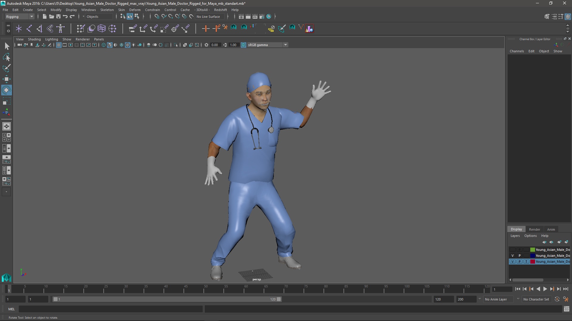 Young Asian Male Doctor Rigged for Maya 3D model