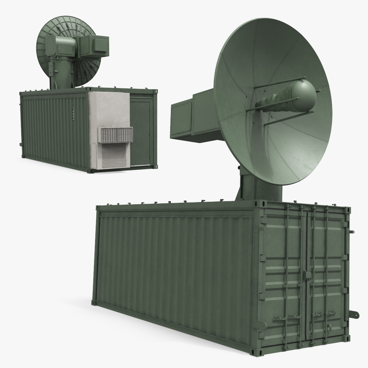 Mobile Radar Container with Parabolic Antenna 3D model preview