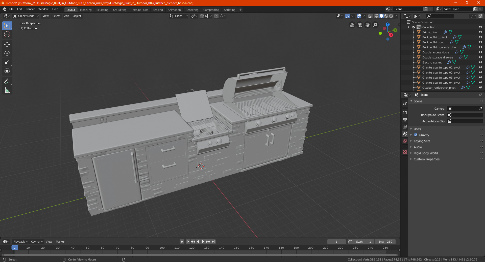 3D FireMagic Built in Outdoor BBQ Kitchen model