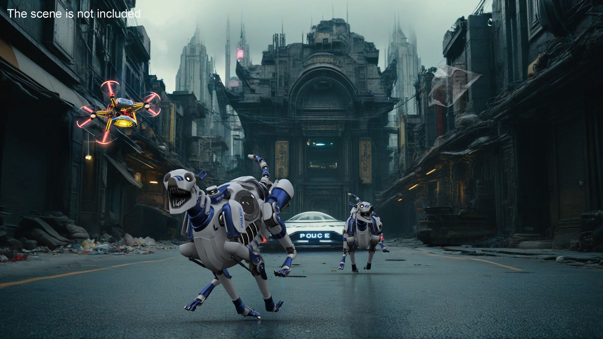 3D model Running Futuristic Police Robot Dog