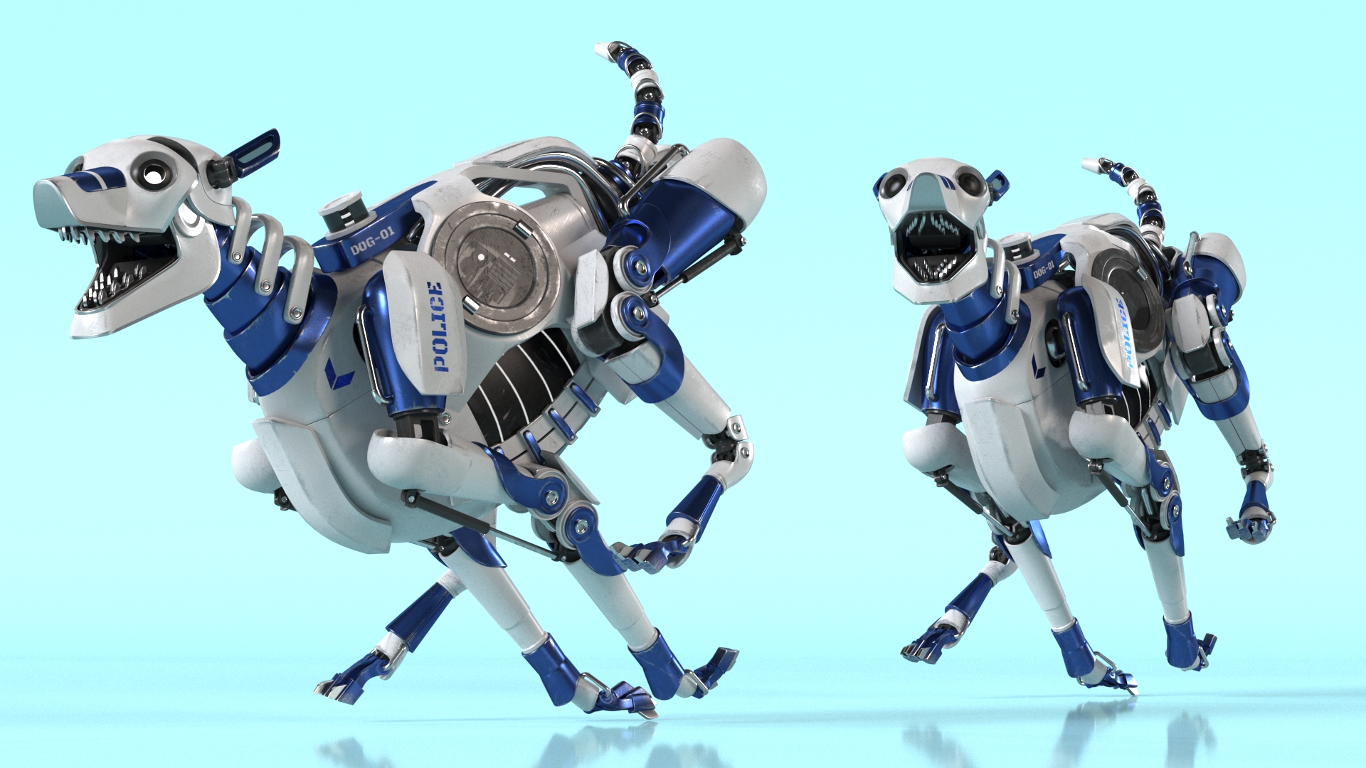 3D model Running Futuristic Police Robot Dog