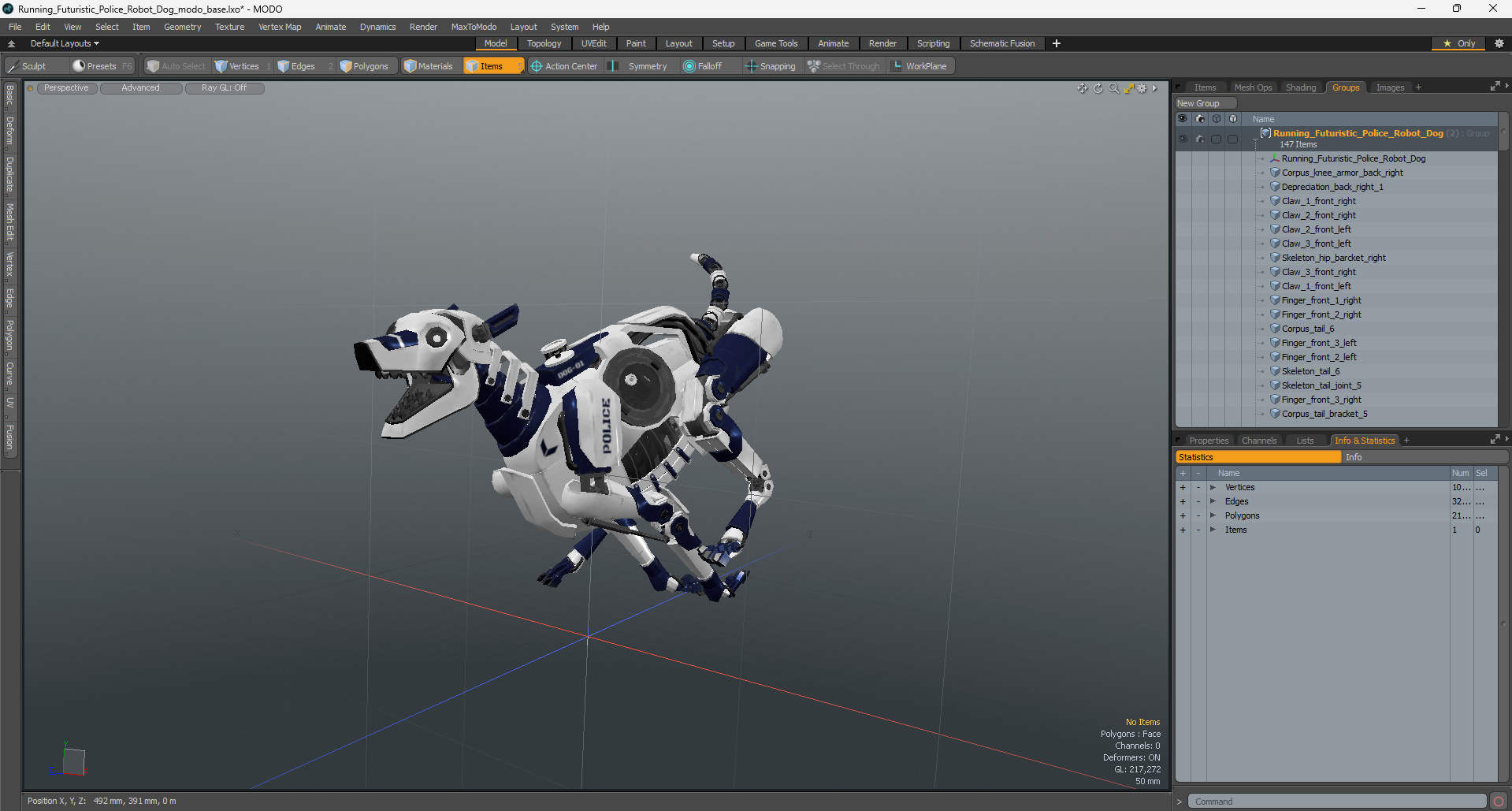 3D model Running Futuristic Police Robot Dog