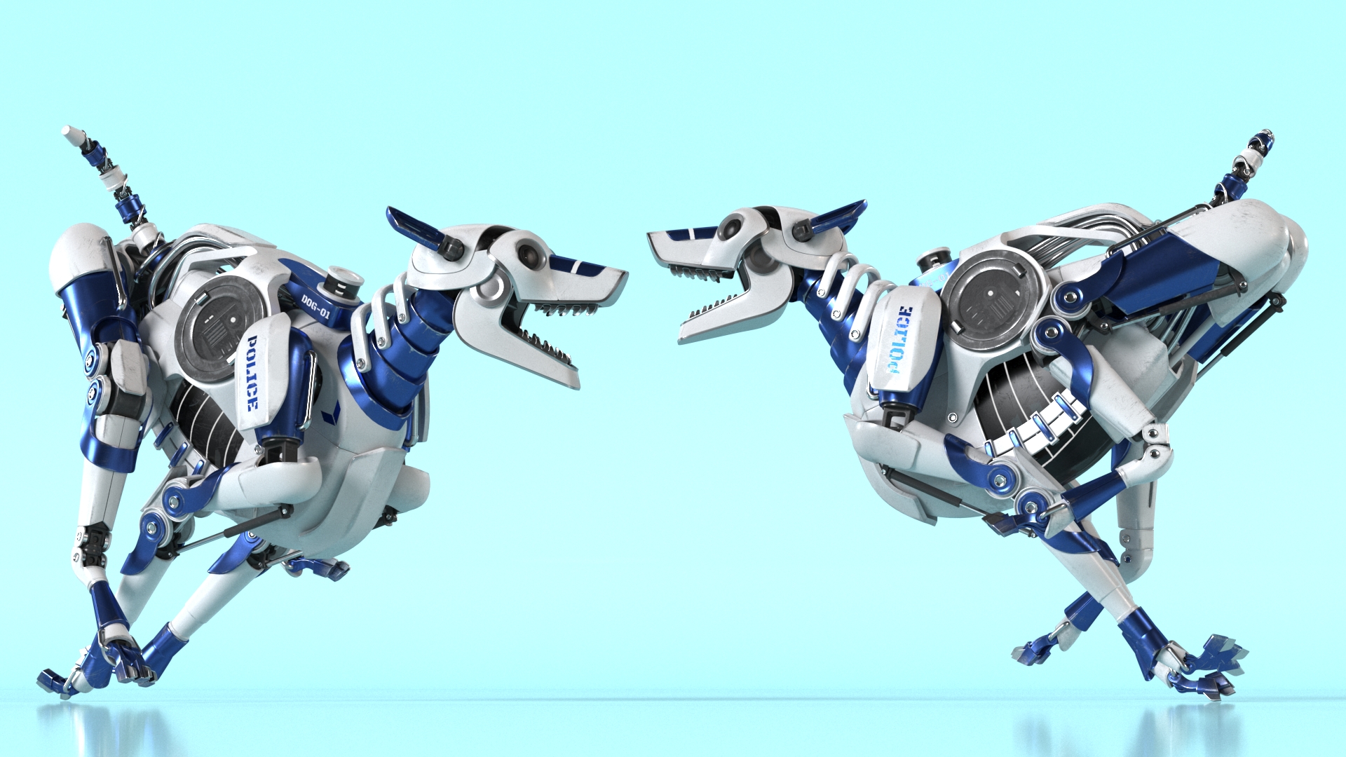 3D model Running Futuristic Police Robot Dog