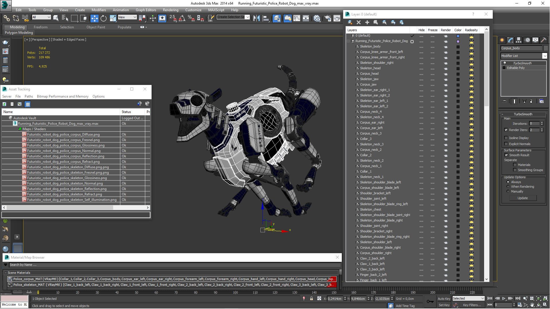 3D model Running Futuristic Police Robot Dog
