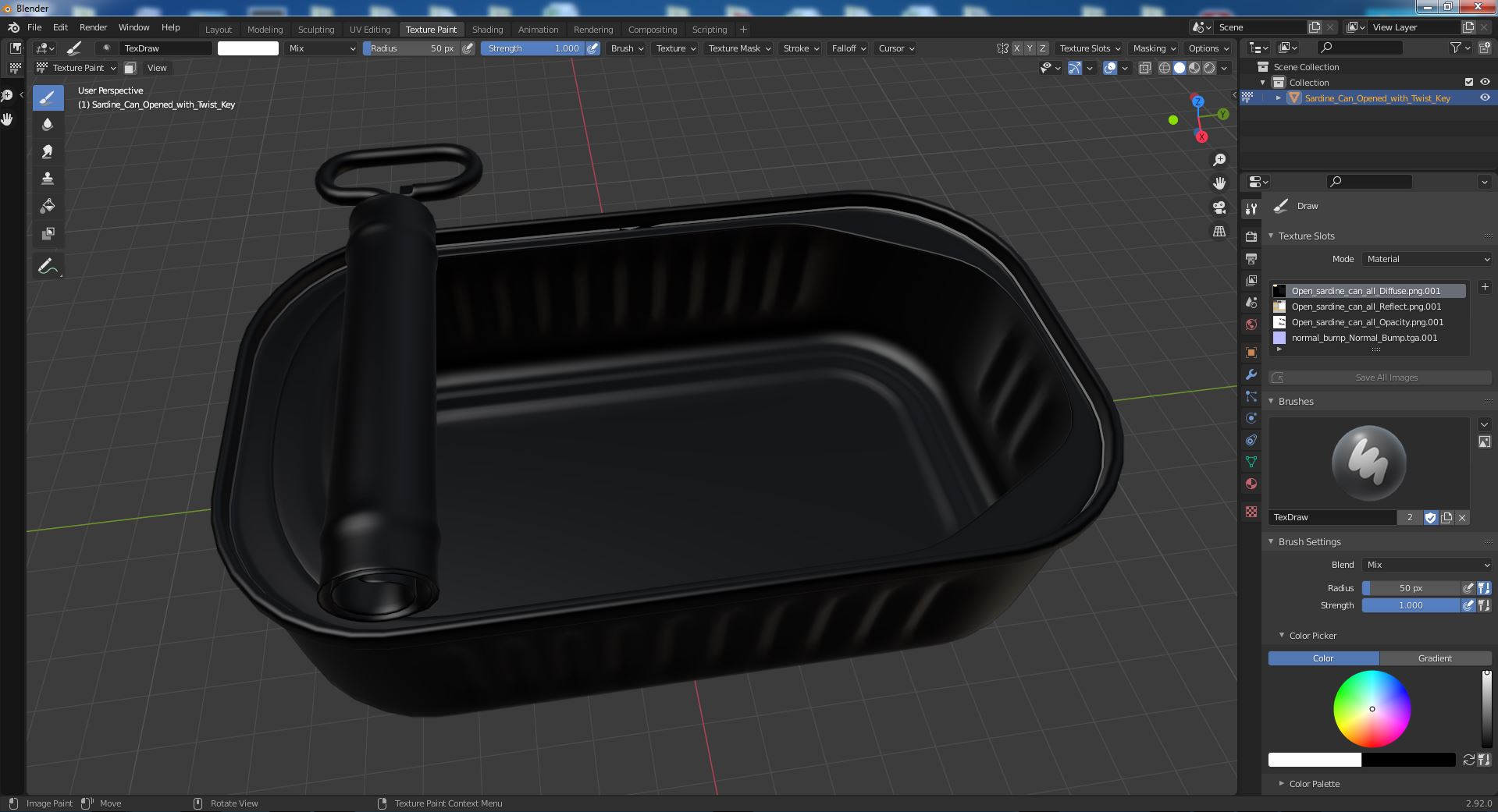 3D Sardine Can Opened with Twist Key model