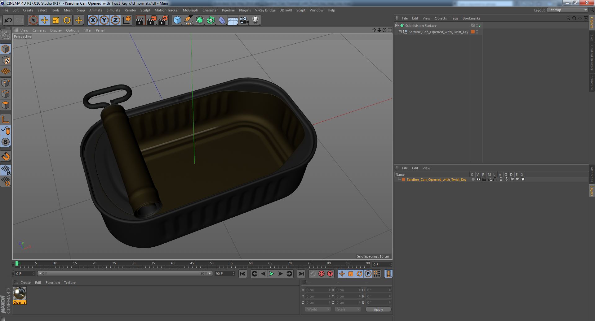 3D Sardine Can Opened with Twist Key model