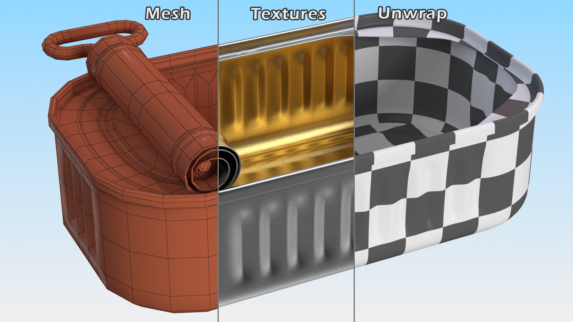 3D Sardine Can Opened with Twist Key model