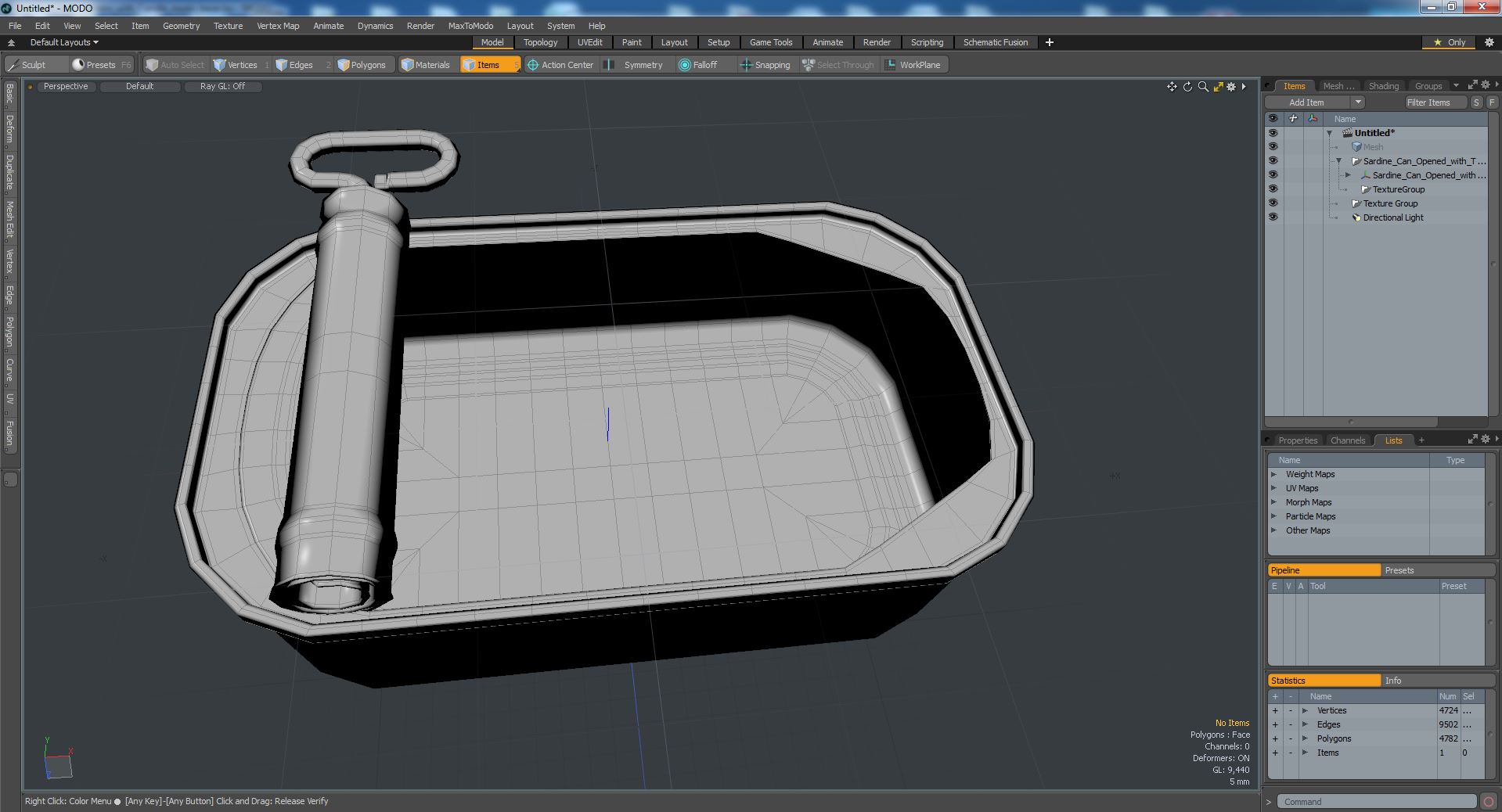 3D Sardine Can Opened with Twist Key model