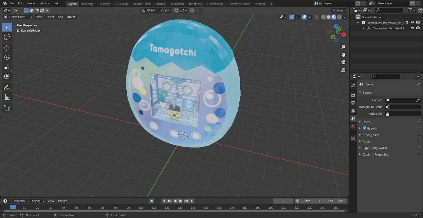Tamagotchi Pix Virtual Pet Ocean Blue 3D