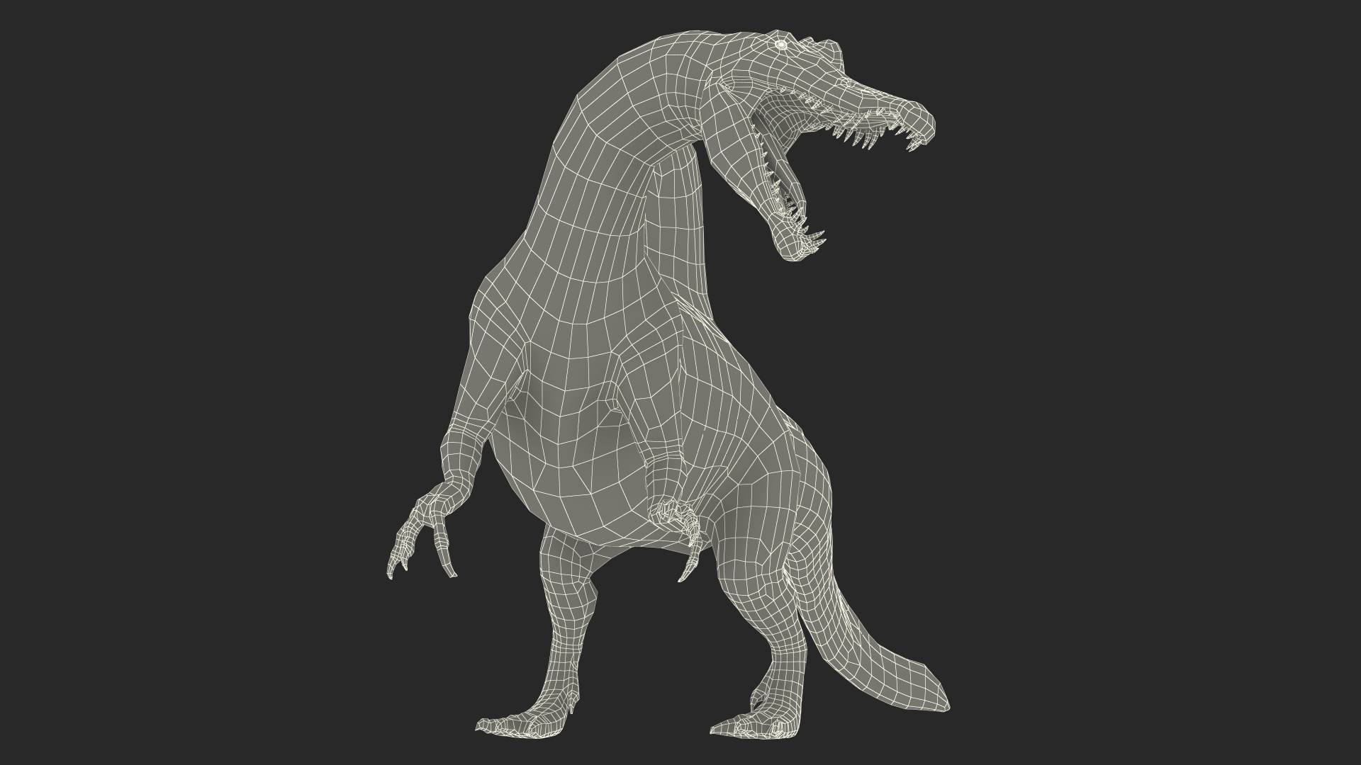 Jurassic Reptile Spinosaurus Green Roaring Pose 3D