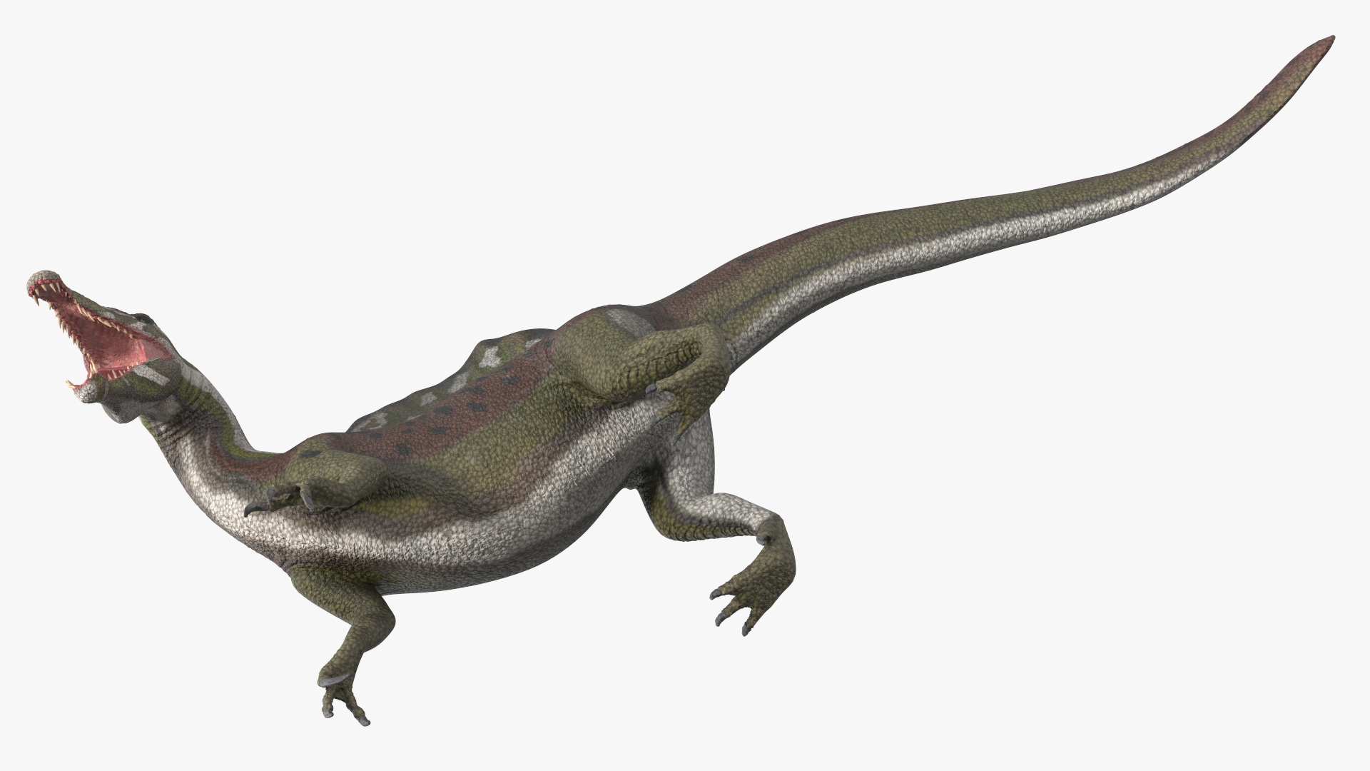 Jurassic Reptile Spinosaurus Green Roaring Pose 3D