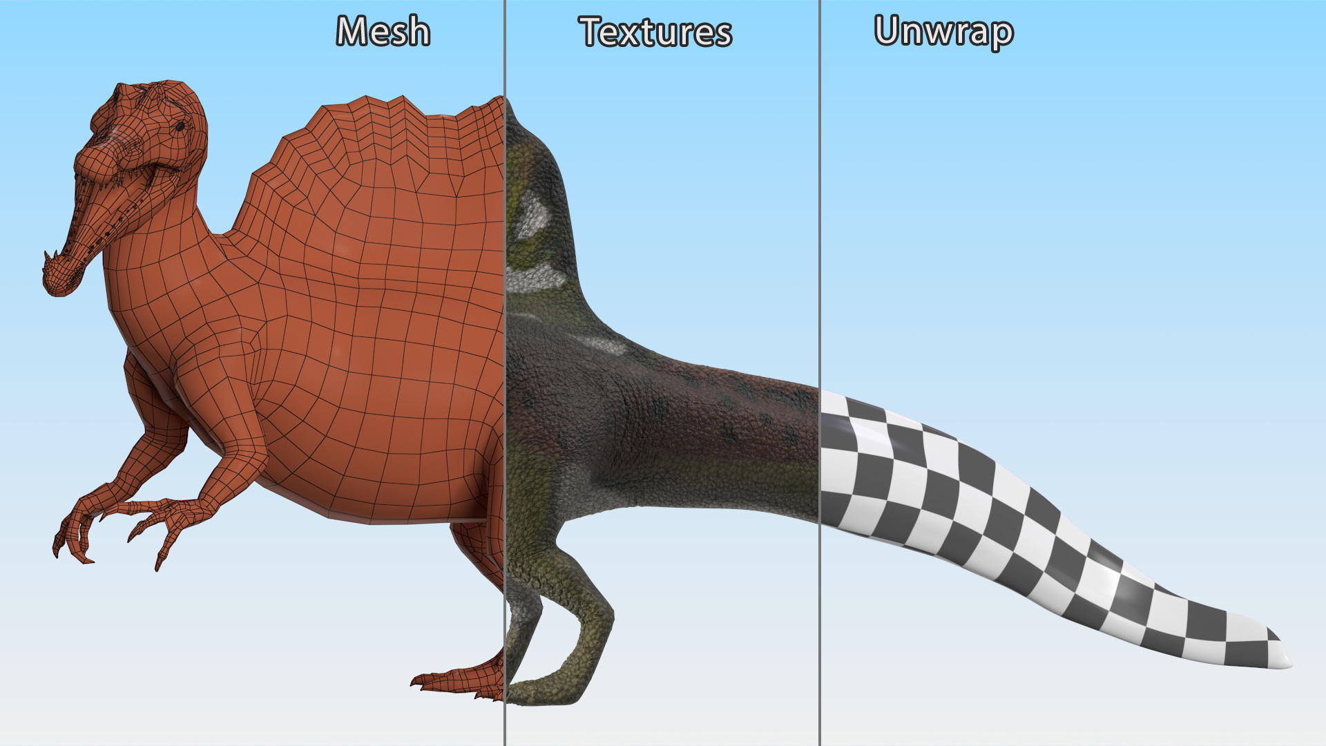 Jurassic Reptile Spinosaurus Green Roaring Pose 3D