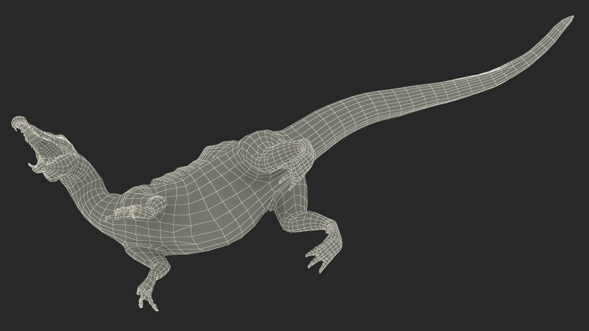 Jurassic Reptile Spinosaurus Green Roaring Pose 3D