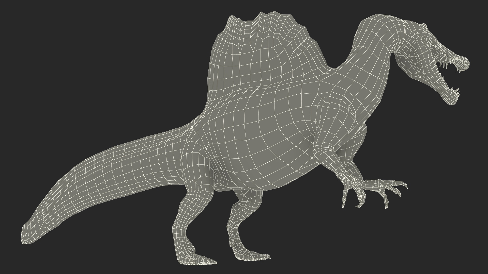 Jurassic Reptile Spinosaurus Green Roaring Pose 3D