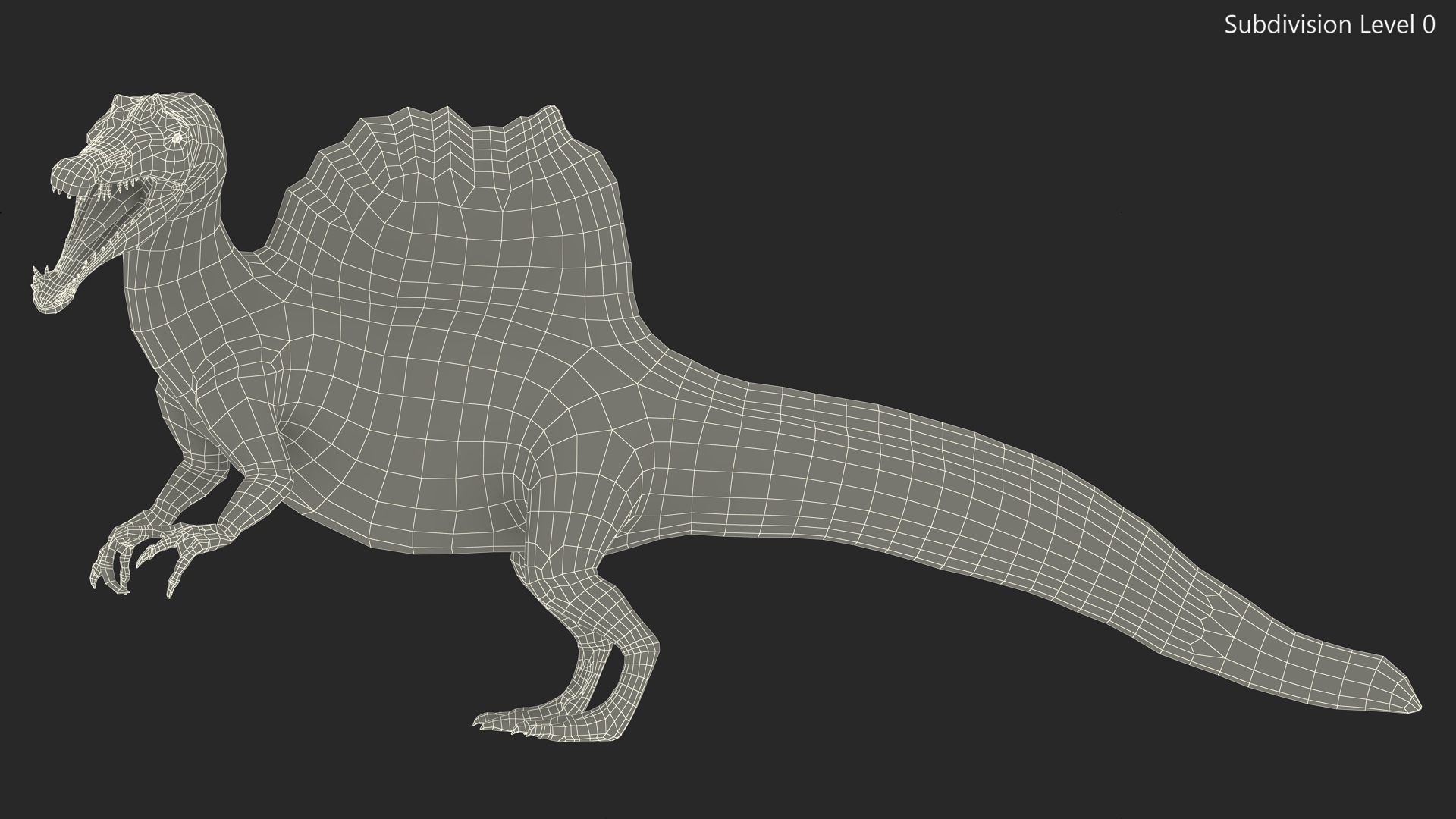Jurassic Reptile Spinosaurus Green Roaring Pose 3D