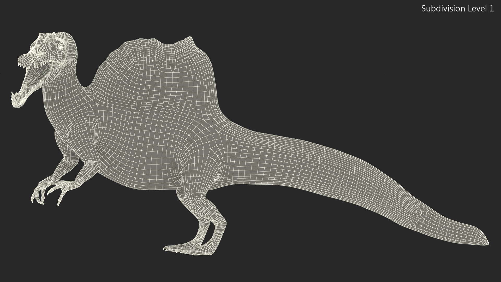 Jurassic Reptile Spinosaurus Green Roaring Pose 3D