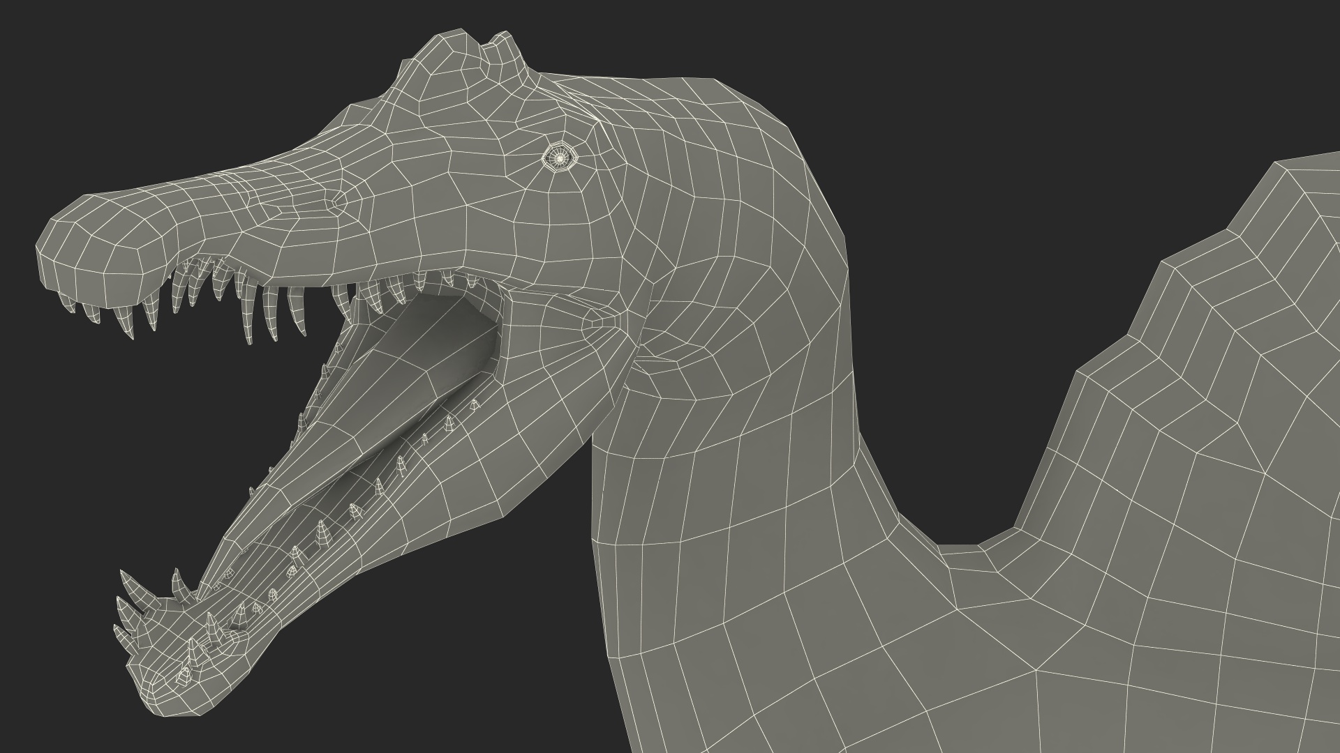 Jurassic Reptile Spinosaurus Green Roaring Pose 3D