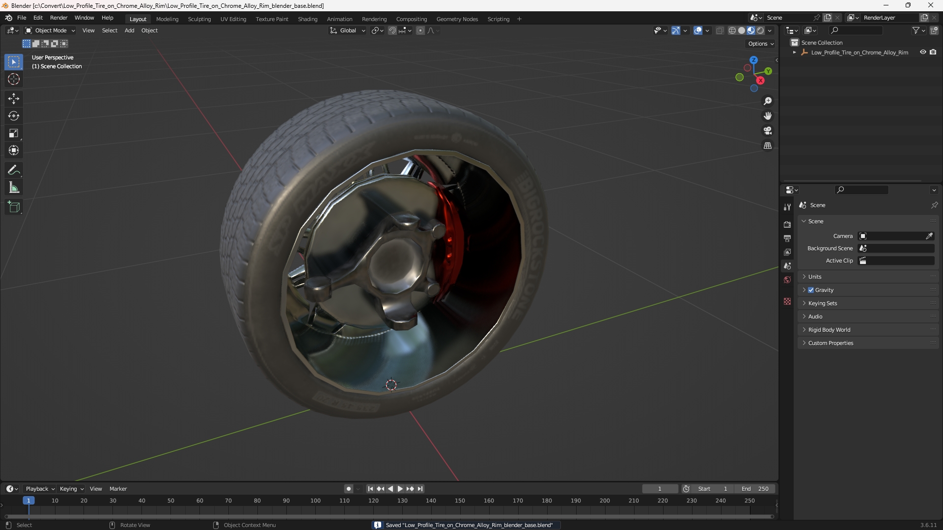 Low Profile Tire on Chrome Alloy Rim - view 10