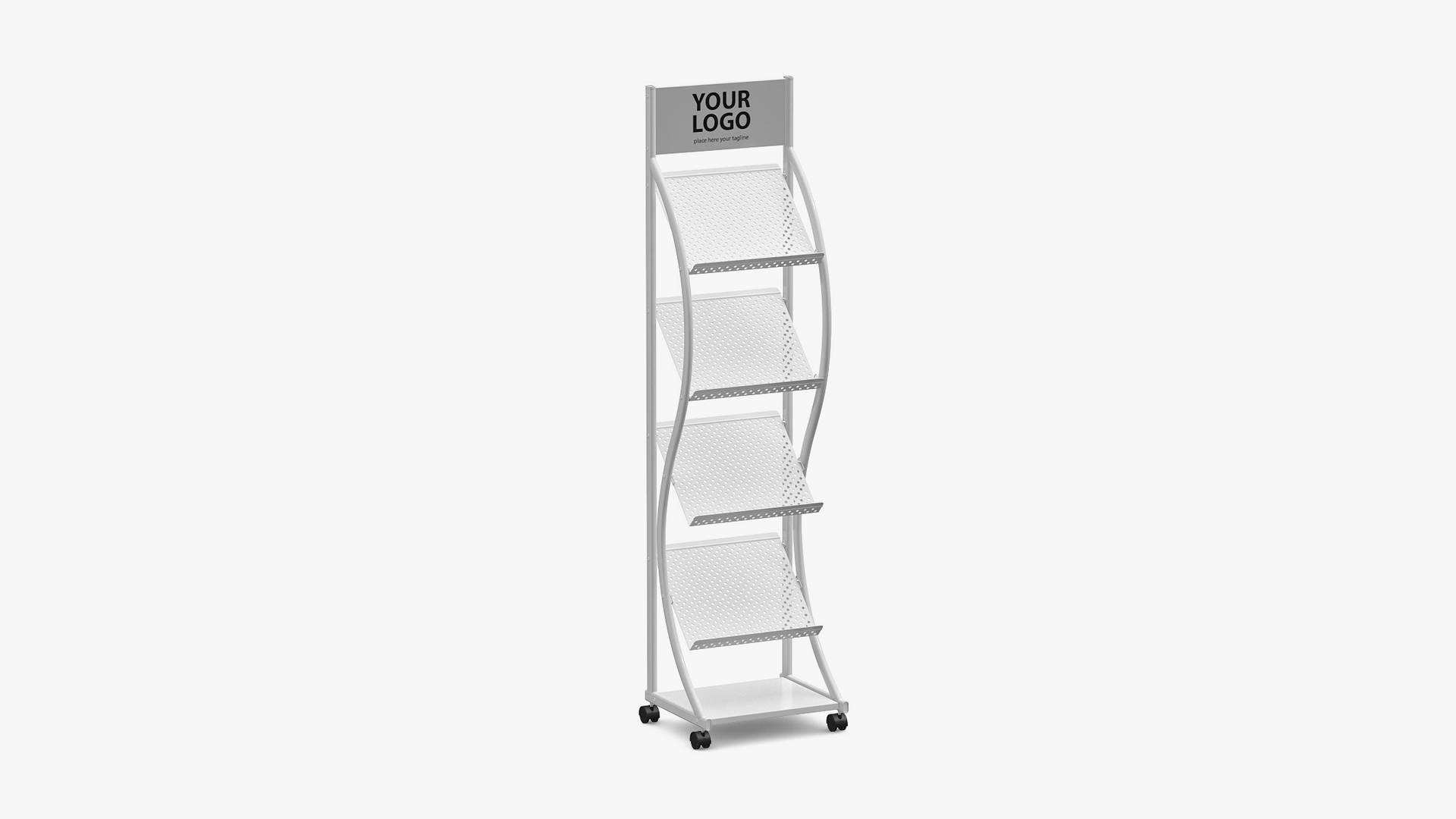 3D White Magazine Rack Mockup