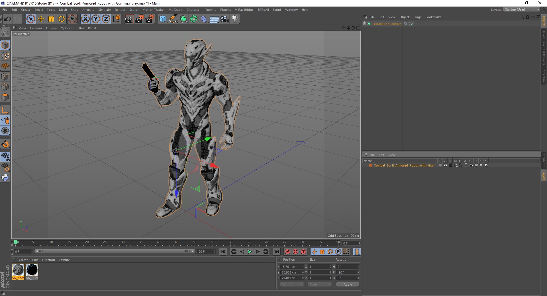 3D Combat Sci-fi Armored Robot with Gun