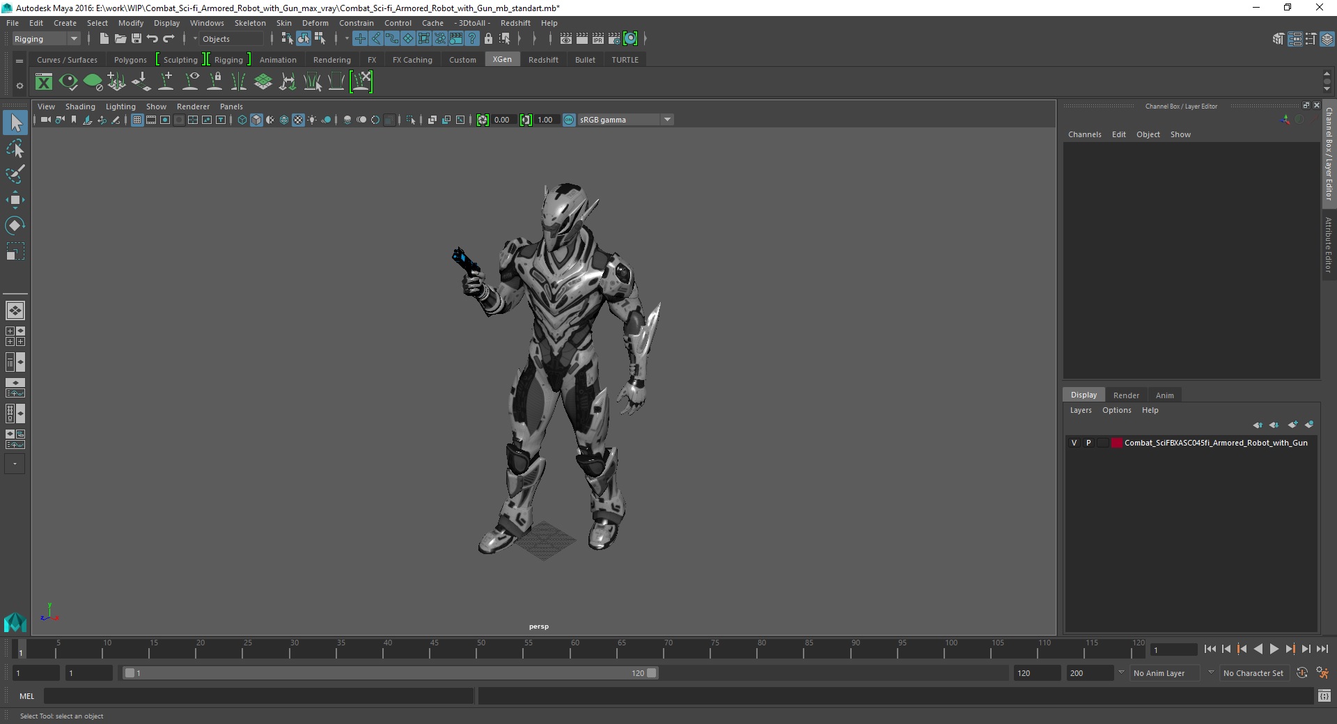 3D Combat Sci-fi Armored Robot with Gun