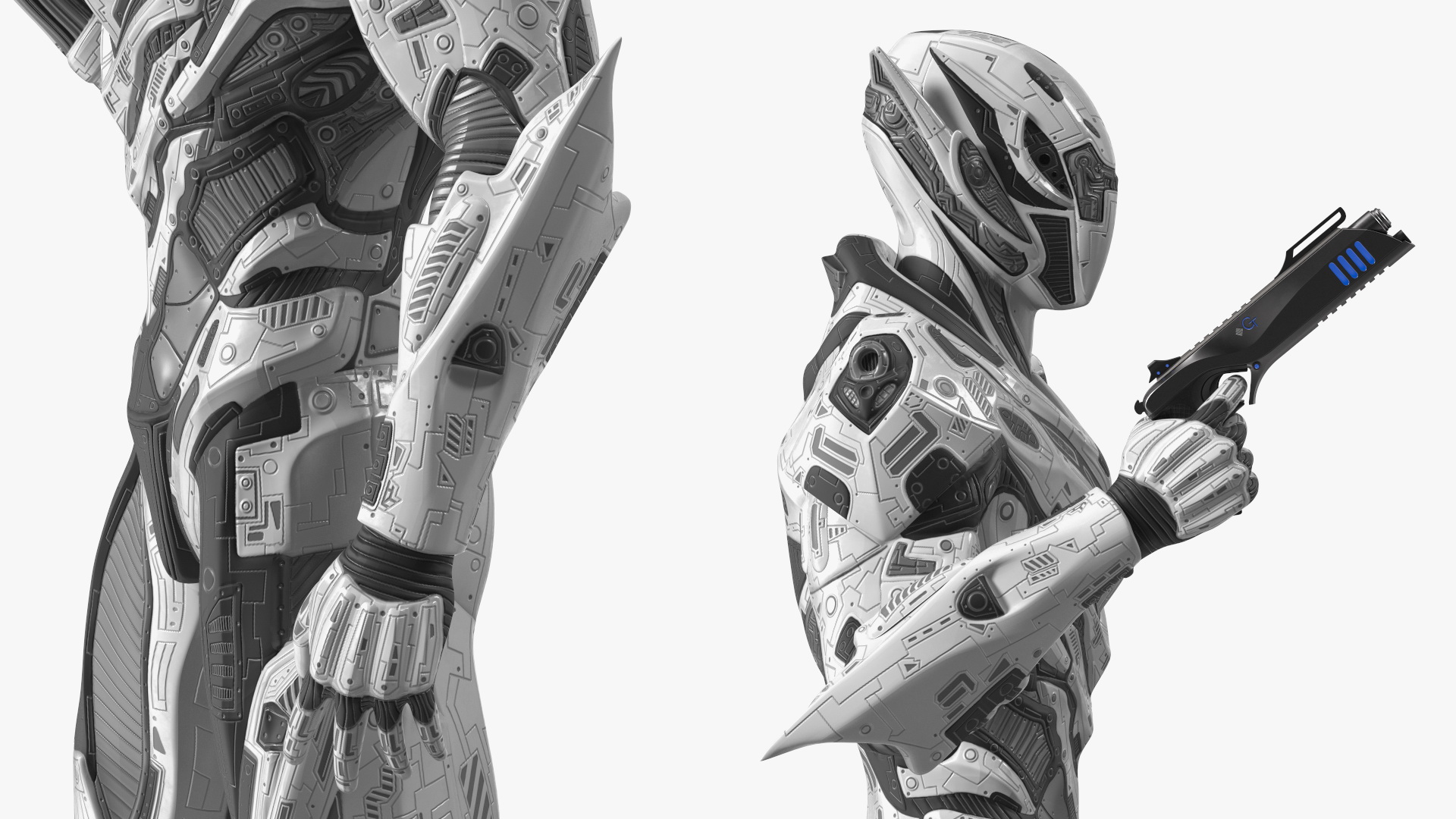 3D Combat Sci-fi Armored Robot with Gun