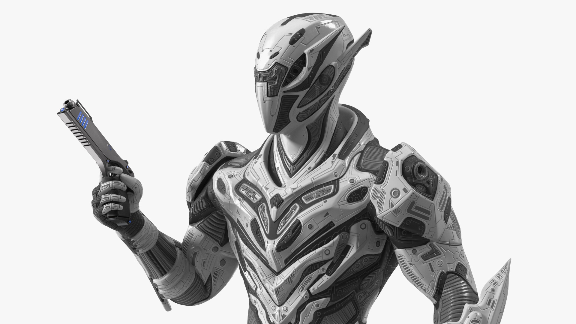 3D Combat Sci-fi Armored Robot with Gun