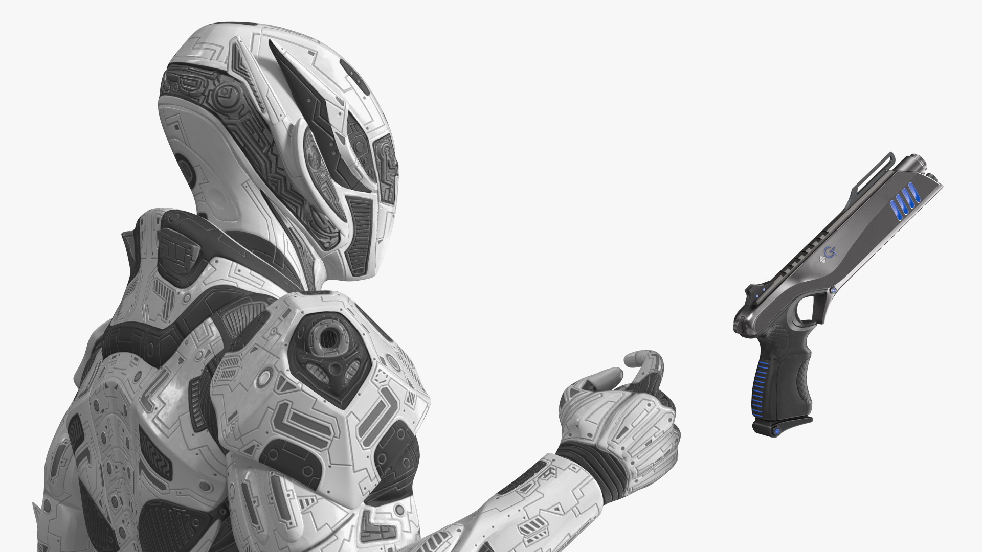 3D Combat Sci-fi Armored Robot with Gun