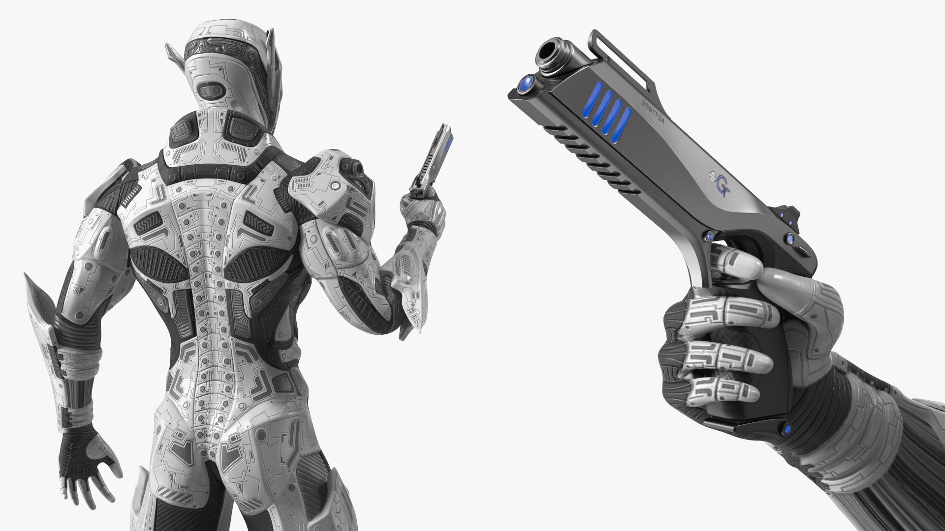 3D Combat Sci-fi Armored Robot with Gun