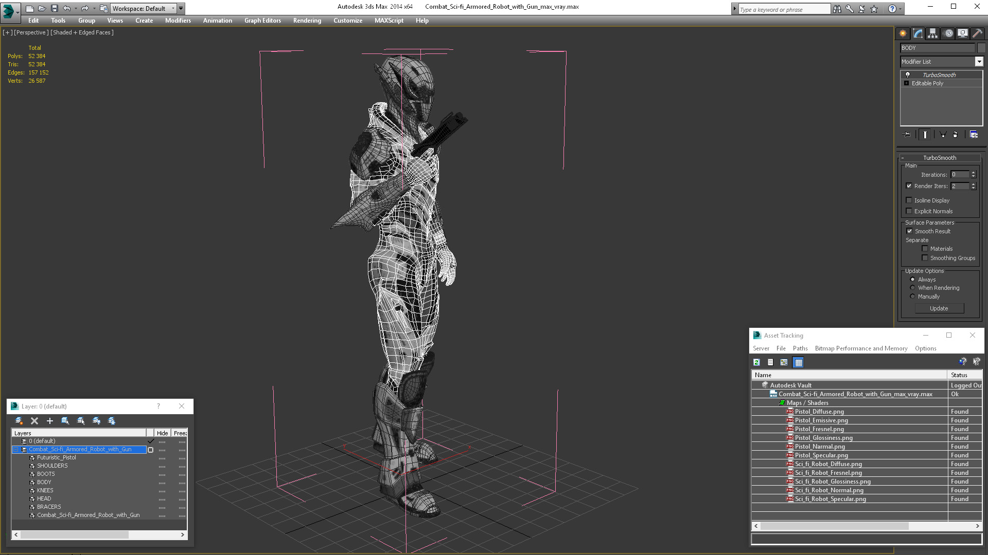 3D Combat Sci-fi Armored Robot with Gun