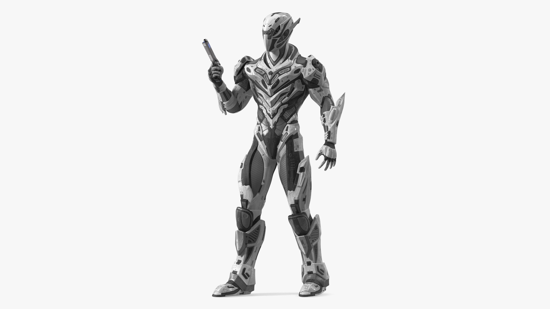 3D Combat Sci-fi Armored Robot with Gun