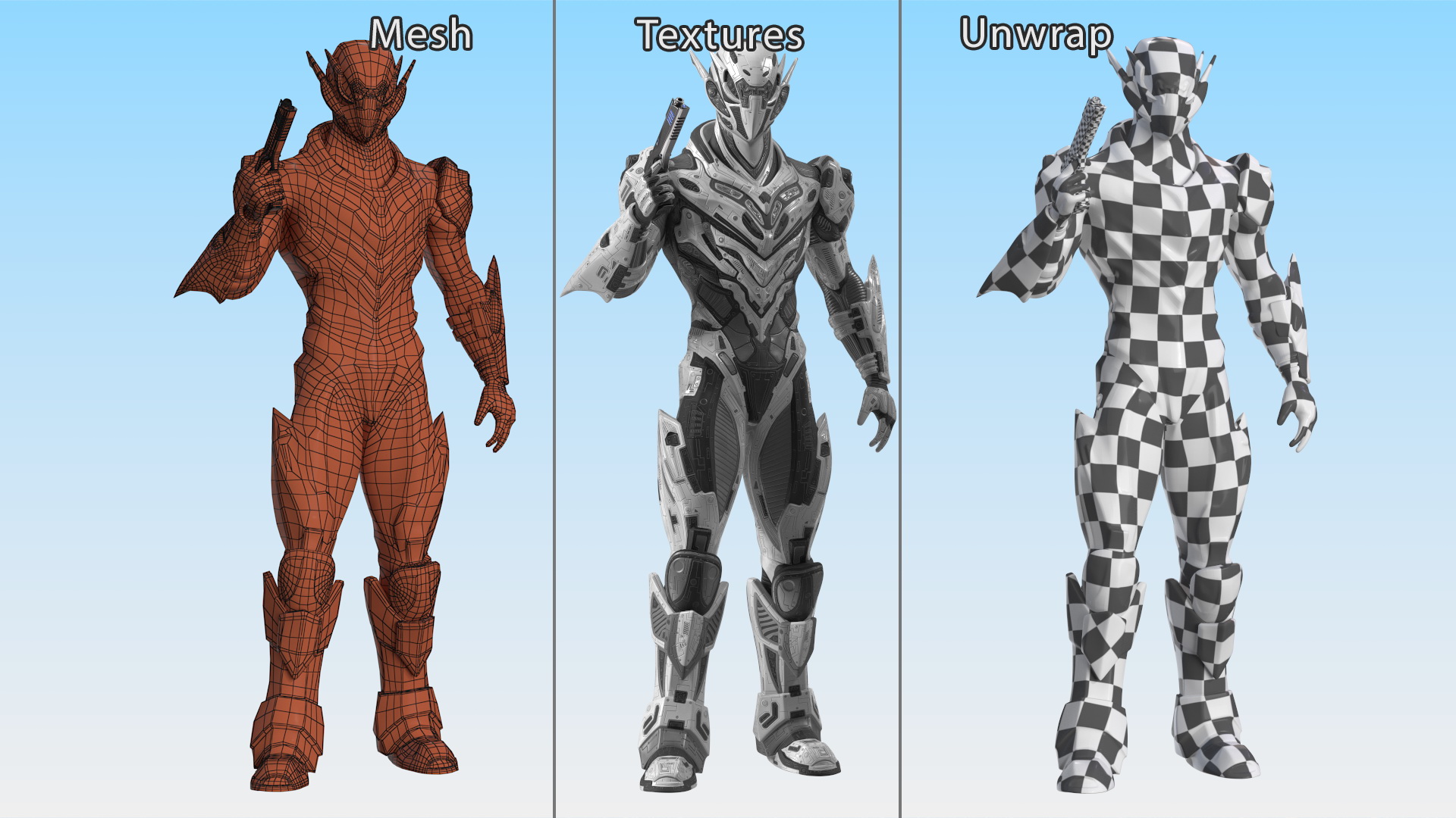 3D Combat Sci-fi Armored Robot with Gun