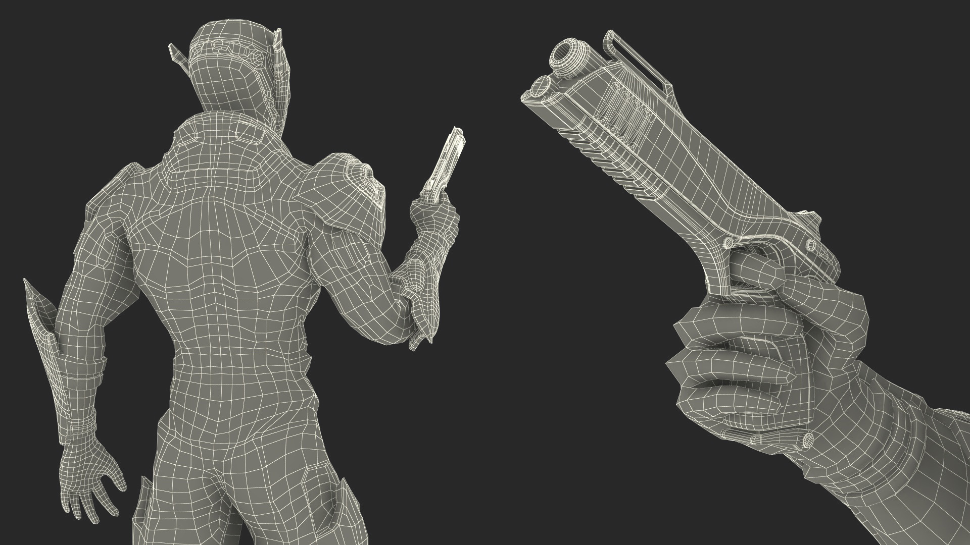 3D Combat Sci-fi Armored Robot with Gun