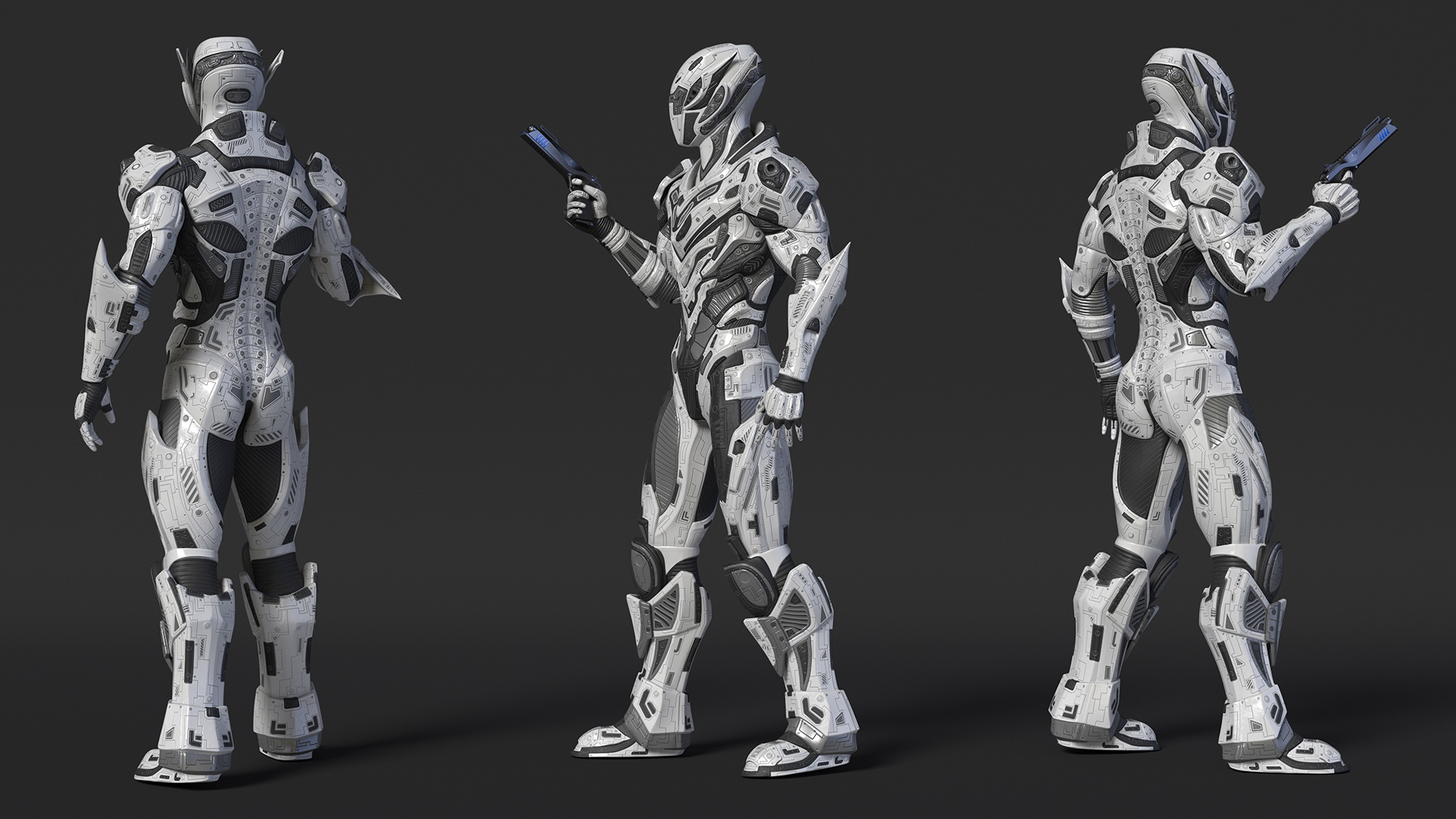 3D Combat Sci-fi Armored Robot with Gun