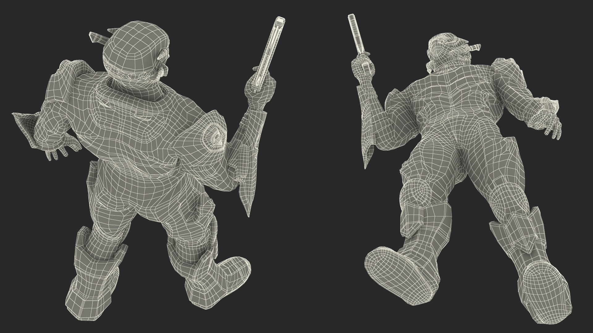 3D Combat Sci-fi Armored Robot with Gun